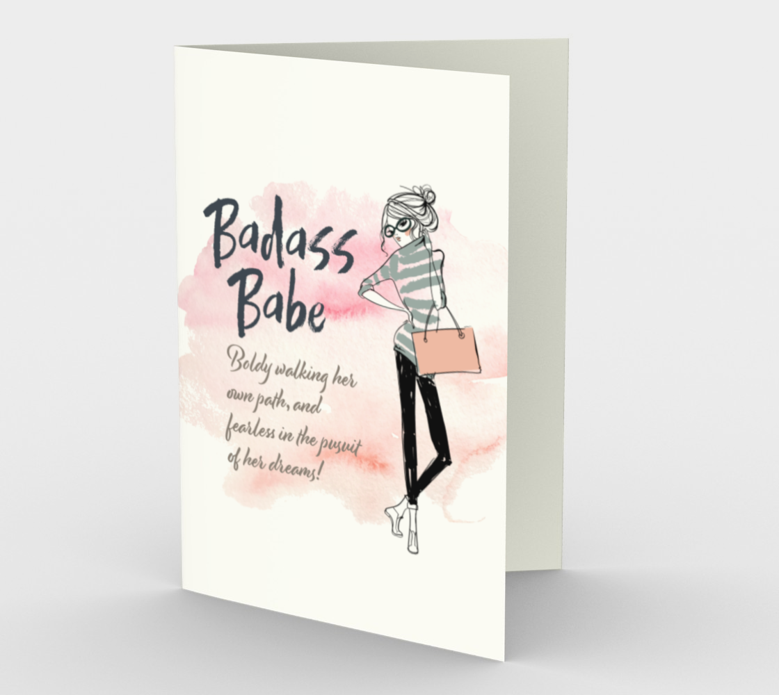 Badass Babe V3 Greeting Card &amp; Envelope