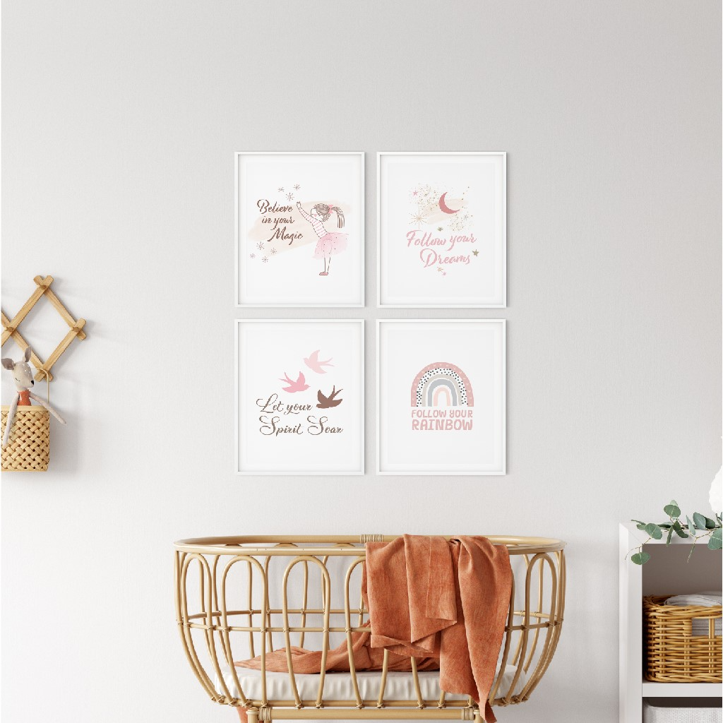 Set of 4 Wall Art - Pink Collection